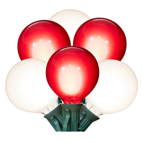 Vickerman X24G5025 - Red White LED G50 Christmas Light String - 15 Lights