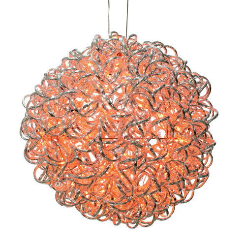 Vickerman X24S1408 - 14 in. Orange LED Micro Spiral Light Ball - 120 Lights - Silver Wire