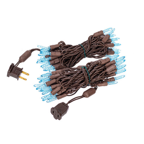 Vickerman X4B5732PBG - 24 ft Teal LED M5 Christmas Light String - 70 Lights - Brown Wire 