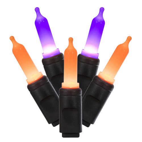 Vickerman X4K7556F - 16 ft Orange Purple LED Christmas Light String - 50 Lights - Black Wire 