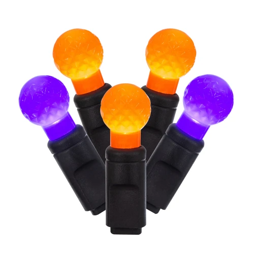 Vickerman X4K9556F - 16 ft Orange Purple LED Christmas Light String - 50 Lights - Black Wire