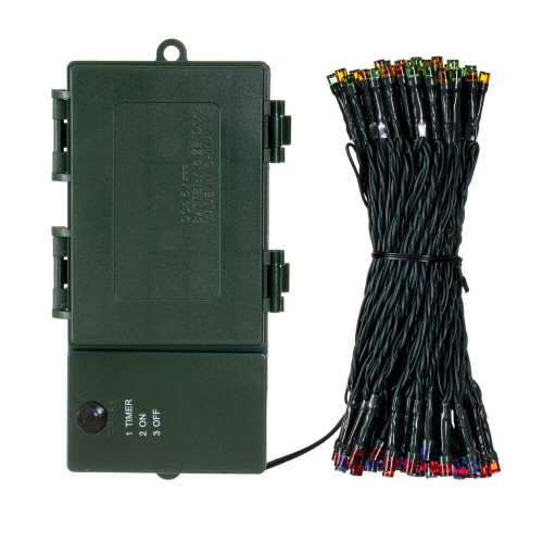 Vickerman X5GBO10 - Multicolor LED Christmas Light String - 100 Lights - Green Wire 