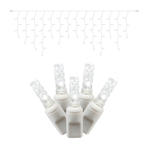 Vickerman X6W3109T - 9 ft Pure White LED Twinkle M5 Icicle Christmas Lights - 70 Lights 