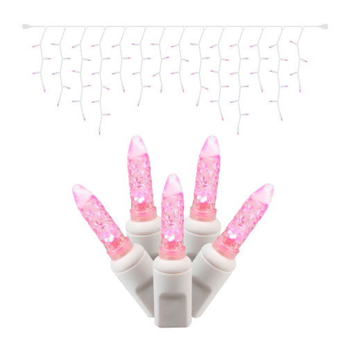 Vickerman X6W3110T - 9 ft Pink LED Twinkle M5 Icicle Christmas Lights - 70 Lights