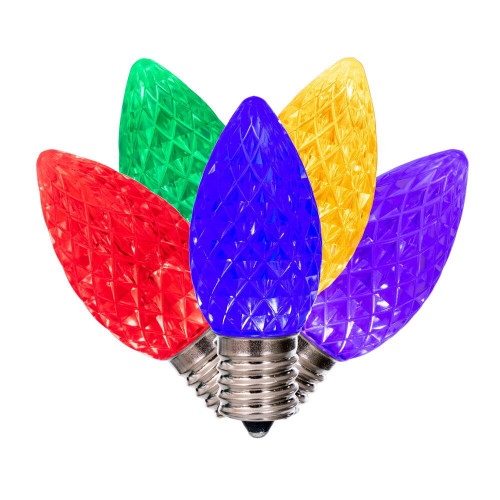 Vickerman XRETC900T-25 - C9 Retro Faceted Multicolor Twinkle LED Replacement Bulb - 25 Pack