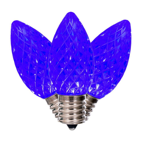 Vickerman XRETC902T-25 - C9 Retro Faceted Blue Twinkle LED Replacement Bulb - 25 Pack