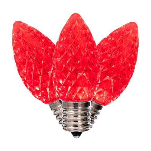 Vickerman XRETC903T-25 - C9 Retro Faceted Red Twinkle LED Replacement Bulb - 25 Pack 