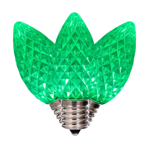 Vickerman XRETC904T-25 - C9 Retro Faceted Green Twinkle LED Replacement Bulb - 25 Pack