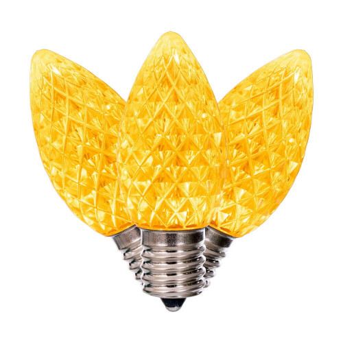 Vickerman XRETC907-25 - C9 Retro Faceted Yellow LED Replacement Bulb - 25 Pack 