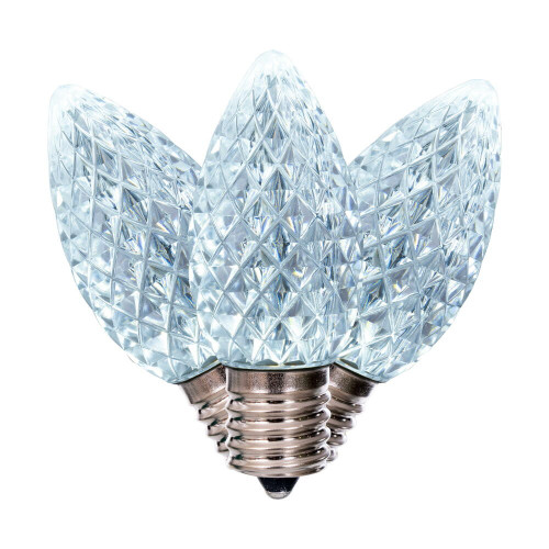 Vickerman XRETC910-25 - C9 Retro Faceted Pure White LED Replacement Bulb - 25 Pack