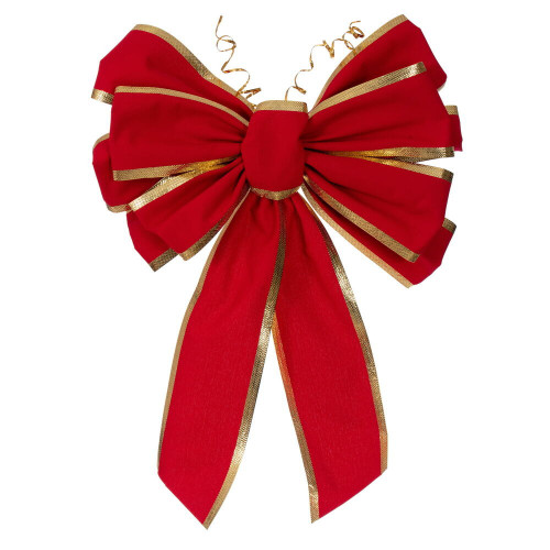 Vickerman L241424 - 2 ft Red-Gold Velvet Outdoor Bow 