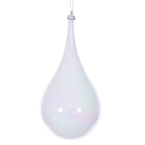 Vickerman MC251111W - 4 inch White Iridescent Teardrop Christmas Ornament - 3 Pack 