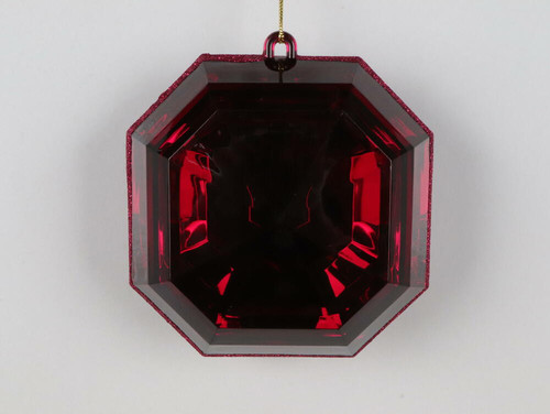 Vickerman MT232865 - 6 inch Burgundy Square Jewel Glitter Christmas Ornament - 2 Pack 