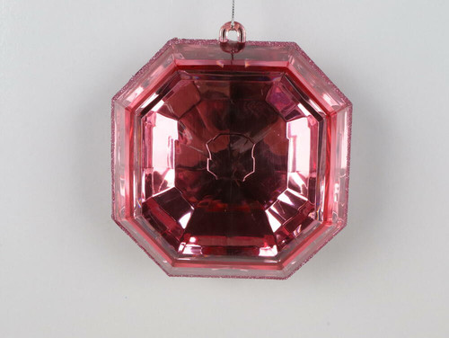 Vickerman MT232877 - 6 inch Baby Pink Square Jewel Glitter Christmas Ornament - 2 Pack