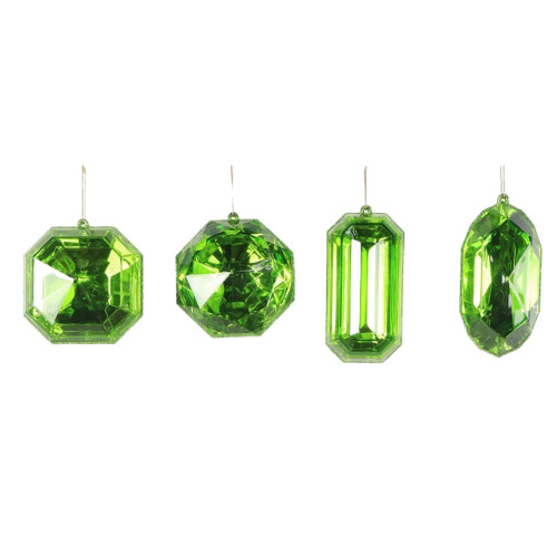 Vickerman MT233273 - 4 inch to 5 inch Lime Jewel Glitter Assorted Christmas Ornament - 4 Pack