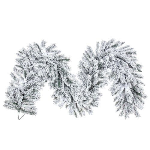 Vickerman A895217 - 9 ft White Flocked Utica Fir Christmas Garland - Unlit
