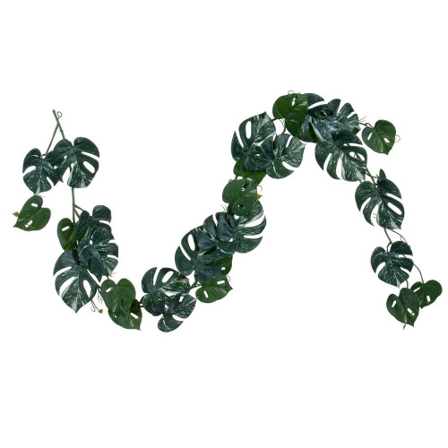 Vickerman FR236671 - 5.92 ft Green Monstera Christmas Garland - Unlit 