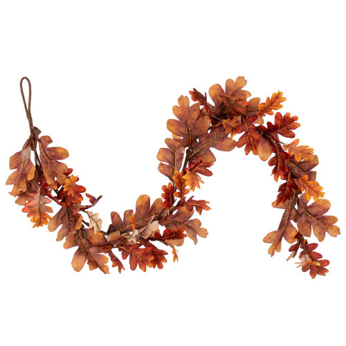 Vickerman FT240372 - 5 ft Orange Oak Leaf Christmas Garland - Unlit