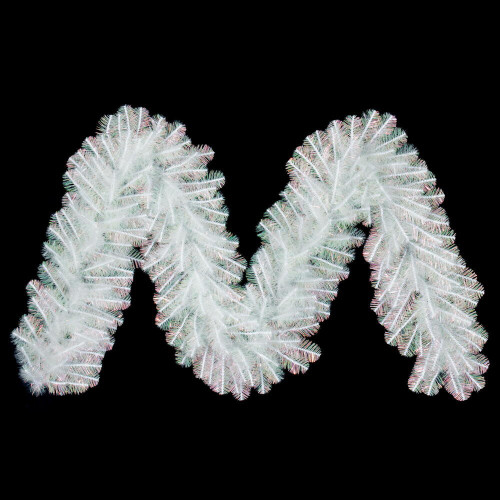 Vickerman G235714 - 9 ft White Iridescent Christmas Garland - Unlit
