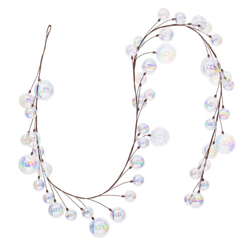 Vickerman N222700 - 10 ft Clear Iridescent Etched Ball Ornament Christmas Garland - Unlit
