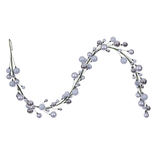 Vickerman N250107 - 6 ft Silver Ball Matte Shin Pearl Christmas Garland - Unlit