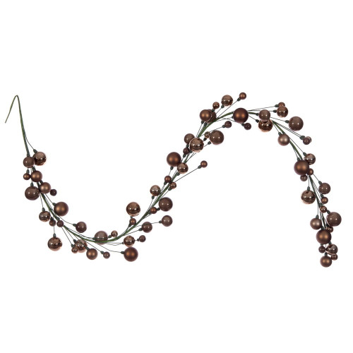 Vickerman N250176 - 6 ft Mocha Matte Shiny Pearl Ball Christmas Garland - Unlit 