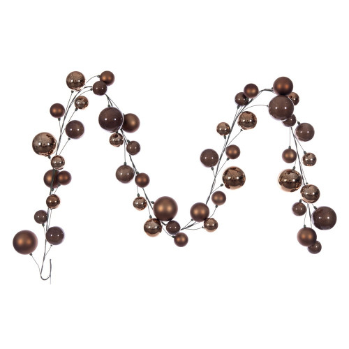 Vickerman N250376 - 10 ft Mocha Matte Shiny Pearl Ball Christmas Garland - Unlit 