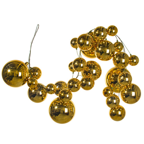 Vickerman N251708 - 6 ft Gold Shiny Ball Branch Christmas Garland - Unlit