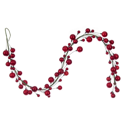 Vickerman N252103 - 6 ft Red Candy Ball Branch Christmas Garland - Unlit