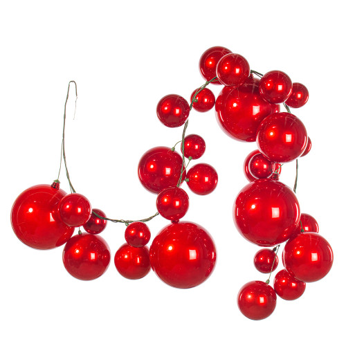 Vickerman N252703 - 6 ft Red Candy Ball Branch Christmas Garland - Unlit