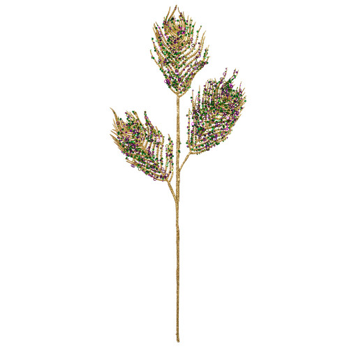 Vickerman EH250167 - 26 in. Gold Mardi Gras Glitter Artificial Spray - 3 Pack