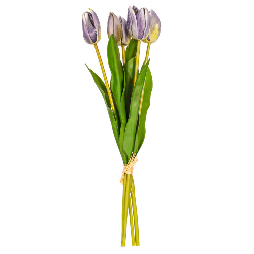 Vickerman FXT238766 - 16 in. Blue Violet Tulip Bundle Artificial Spray - 2 Pack 