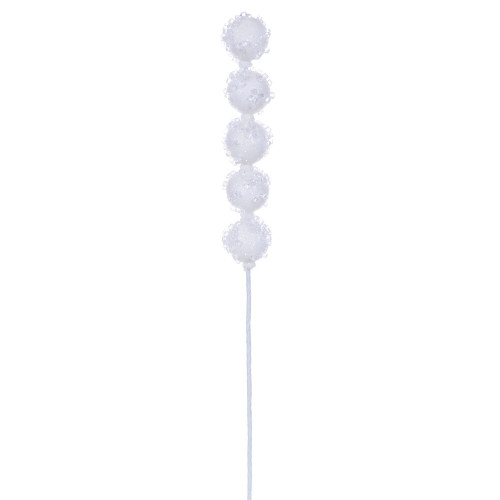 Vickerman MC254411 - 15 in. White Icy Sugar Ball Pick Artificial Spray - 6 Pack