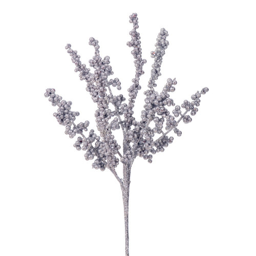 Vickerman P250107UV - 18 in. Silver Glittery Berry UV Artificial Spray - 3 Pack