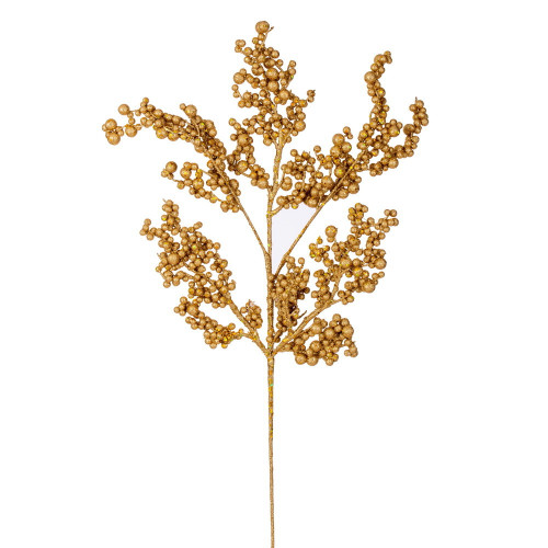 Vickerman P250508UV - 14 in. Gold Glitter Berry Pick UV Artificial Spray - 3 Pack