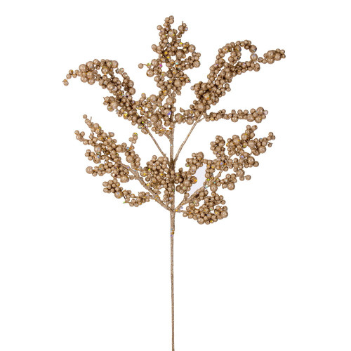 Vickerman P250538UV - 14 in. Champagne Glitter Berry Pick UV Artificial Spray - 3 Pack