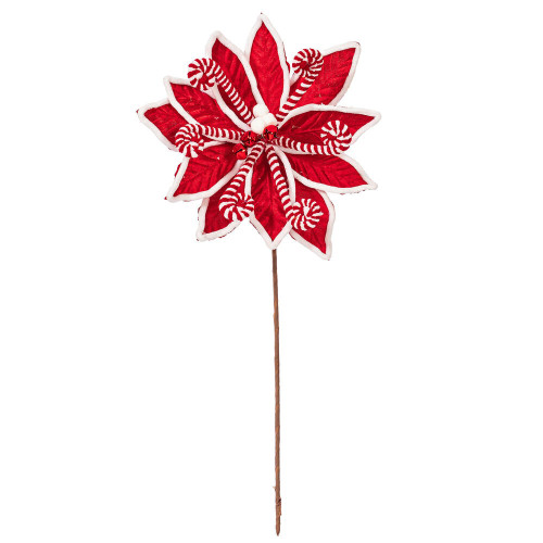 Vickerman RG231903 - 21.5 in. Red Candy Cane Poinsettia Artificial Spray - 4 Pack