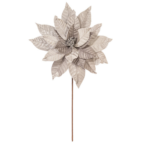 Vickerman RG233107 - 21.5 in. Silver Poinsettia Flower Artificial Spray - 2 Pack