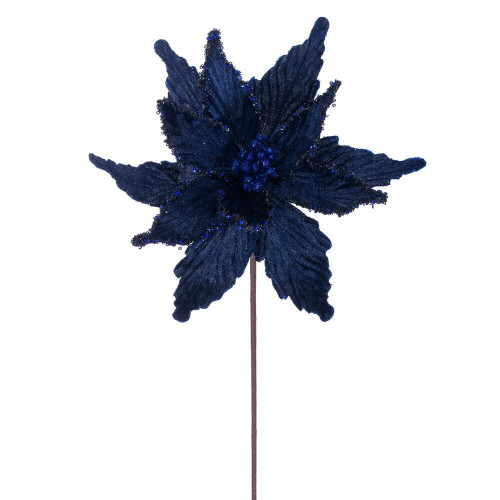 Vickerman RG234931 - 21.5 in. Midnight Blue Poinsettia Flower Artificial Spray - 6 Pack