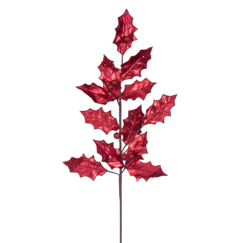 Vickerman RG235103 - 28 in. Red Holly Leaf Artificial Spray - 6 Pack