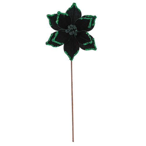 Vickerman RG235974 - 21.5 in. Midnight Green Poinsettia Flower Artificial Spray - 6 Pack