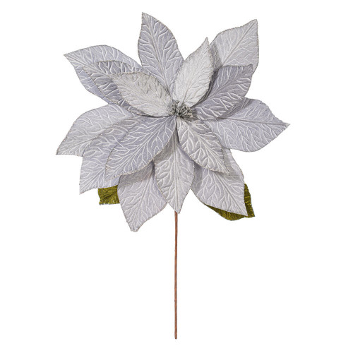 Vickerman RG237707 - 27.5 in. Silver Poinsettia Flower Artificial Spray - 2 Pack