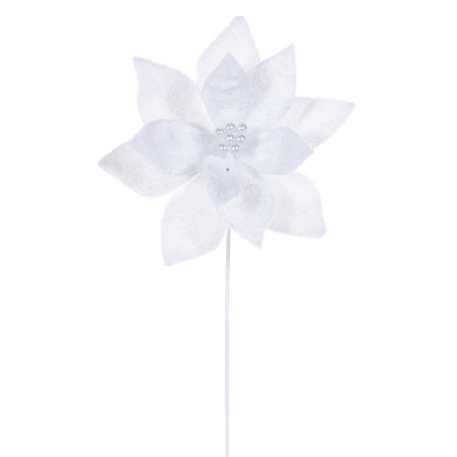 Vickerman RG251111 - 20 in. White Soft Poinsettia Stem Artificial Spray - 3 Pack 