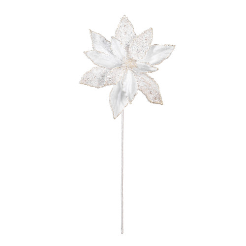 Vickerman RG253101 - 17 in. Ivory Pearl Poinsettia Flower Artificial Spray - 2 Pack