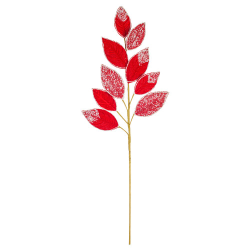 Vickerman RG253303 - 32 in. Red Velvet Pearl Leaf Artificial Spray - 2 Pack