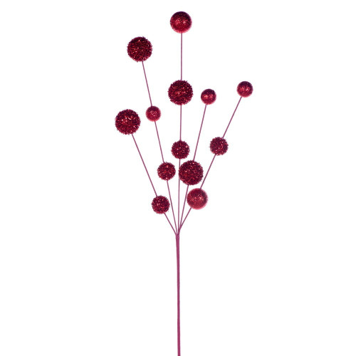 Vickerman RPQ251703 - 28 in. Red Glitter Ball Artificial Spray - 2 Pack