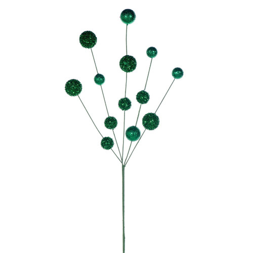 Vickerman RPQ251704 - 28 in. Green Glitter Ball Artificial Spray - 2 Pack 