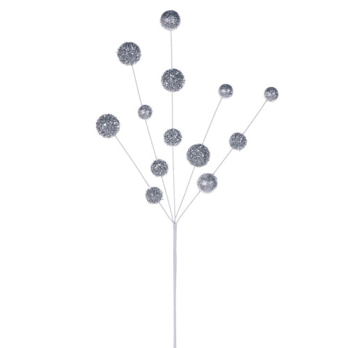 Vickerman RPQ251707 - 28 in. Silver Glitter Ball Artificial Spray - 2 Pack 