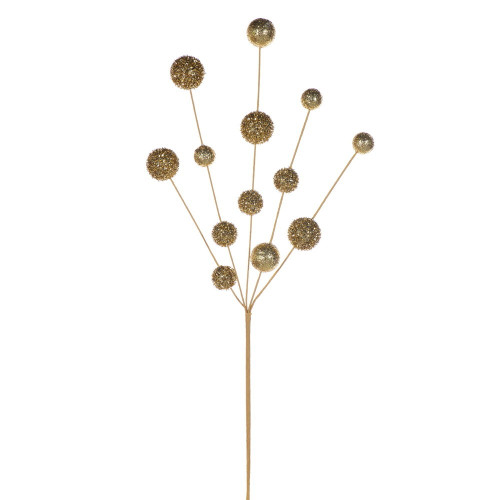 Vickerman RPQ251708 - 28 in. Gold Glitter Ball Artificial Spray - 2 Pack