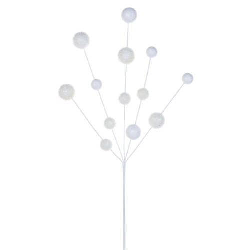 Vickerman RPQ251711 - 28 in. White Glitter Ball Artificial Spray - 2 Pack 